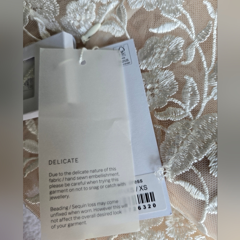 Nadine Merabi Pippa White Dress Size 2(XS) Sheer Top Lace Beaded New. - Picture 15 of 16